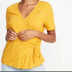 Super stylish polka-dot wrap around blouse